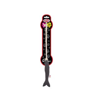 Wędka dla kota Pet Nova – drewniana z szarą rybką - 40 cm