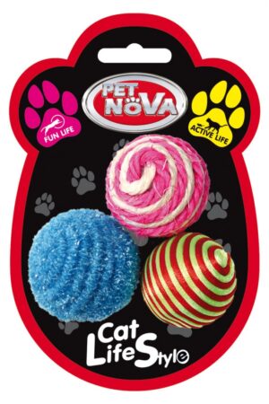 Piłki dla kota Pet Nova - zestaw 3 szt. - 4 cm