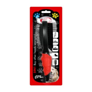 Dwustronna szczotka do sierści dla psa i kota Pet Nova – 5w1, do średniej i krótkiej sierści - M, 22 x 6,5 cm