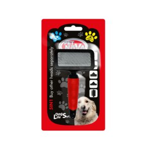 Szczotka do sierści dla psa i kota Pet Nova – 5w1, do sierści sztywnej i gęstej - M, 18 x 10 cm