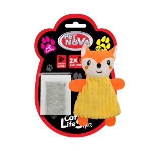 Pluszowy lisek dla kota Pet Nova - z kocimiętką (2 saszetki)