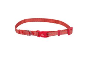 Obroża dla kota Pet Nova - nylonowa, regulowana, z przeszyciem odblaskowym, czerwona - XS, 1,0 cm, regulacja 25-35 cm