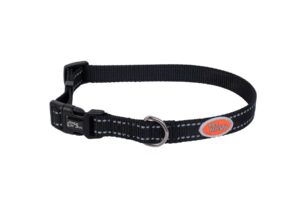 Obroża dla psa Pet Nova - nylonowa, regulowana, z przeszyciem odblaskowym, czarna - S/L/XL