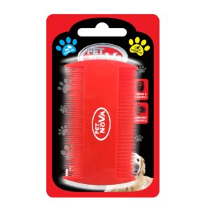 Mini grzebień dwustronny do sierści Pet Nova - plastikowy, do krótkiej sierści - 8,5 cm
